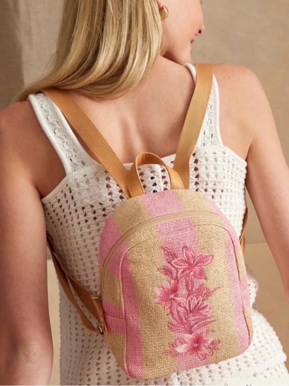Vera Bradley Mini Straw Pink Floral backpack